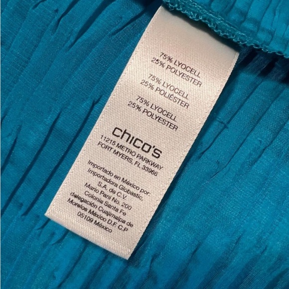 Chico's Travel Collection Textured Shirt Jacket Sz 0 Small Teal Blue Like New - Picture 3 of 17
